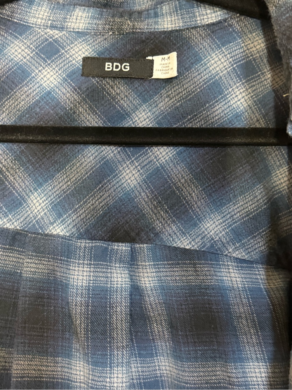 BDG Urban Outfitters Blue Plaid Oversized Flannel Shirt Size Medium - Picture 3 of 8